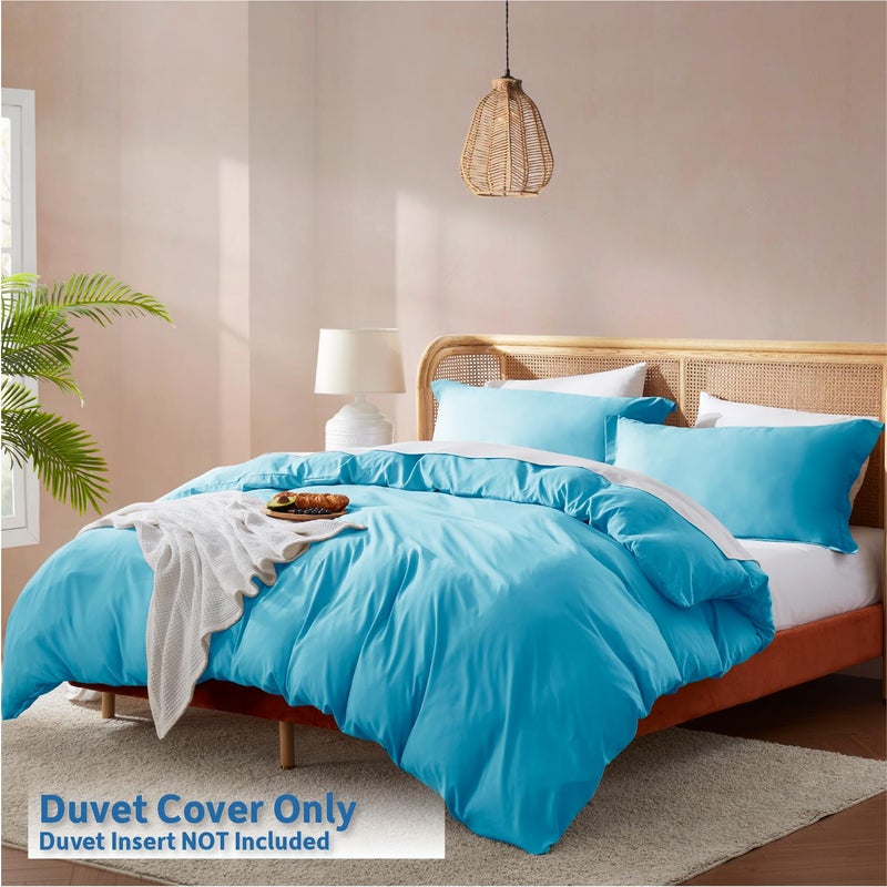 Nestl Twin Duvet Cover Set - Soft Double Brushed Bright Blue Duvet Cover Twin XL, 2 Piece Set with Button Closure, 1 Duvet Cover 68x90 inches and 1 Pillow Sham - Image 2